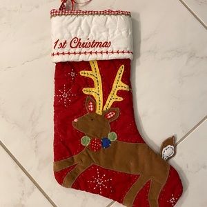 Pottery Barn Kids quilted first Christmas stocking